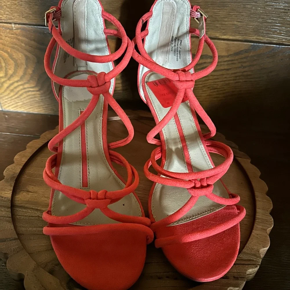 Coral Strappy Knot Detail High Heel Sandals